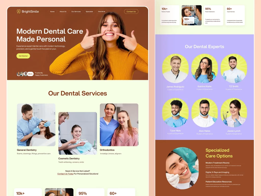 BrightSmile website mockup to display for Kiwilogics portfolio.
