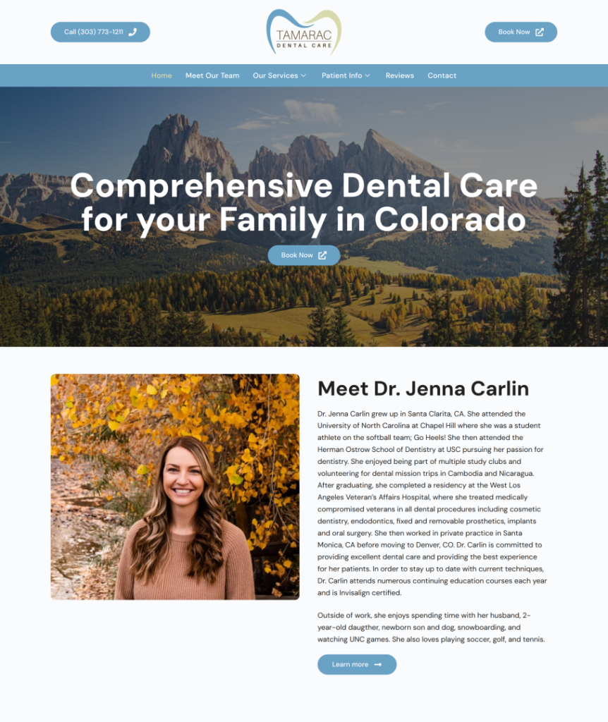 Tamarac website mockup to display for Kiwilogics portfolio.